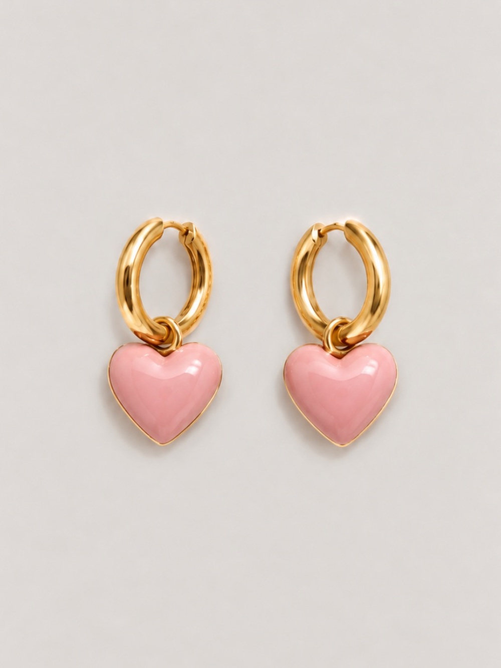 New! Blush Pink Heart Gold Huggie Hoop Earrings NWOT